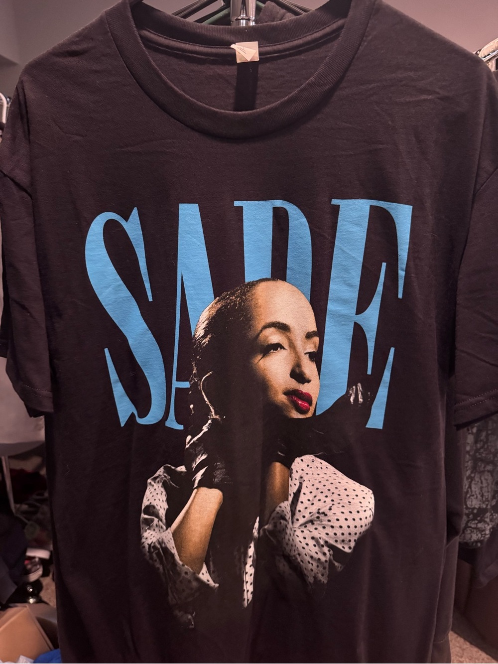 Fruit of the Loom Black Graphic Tee with Blue SADE Sz Lg